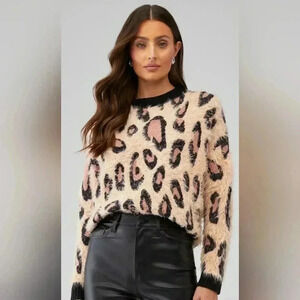NWOT Minkpink Leonardo Knit Jumper Sweater, Leopard Print - Size Small